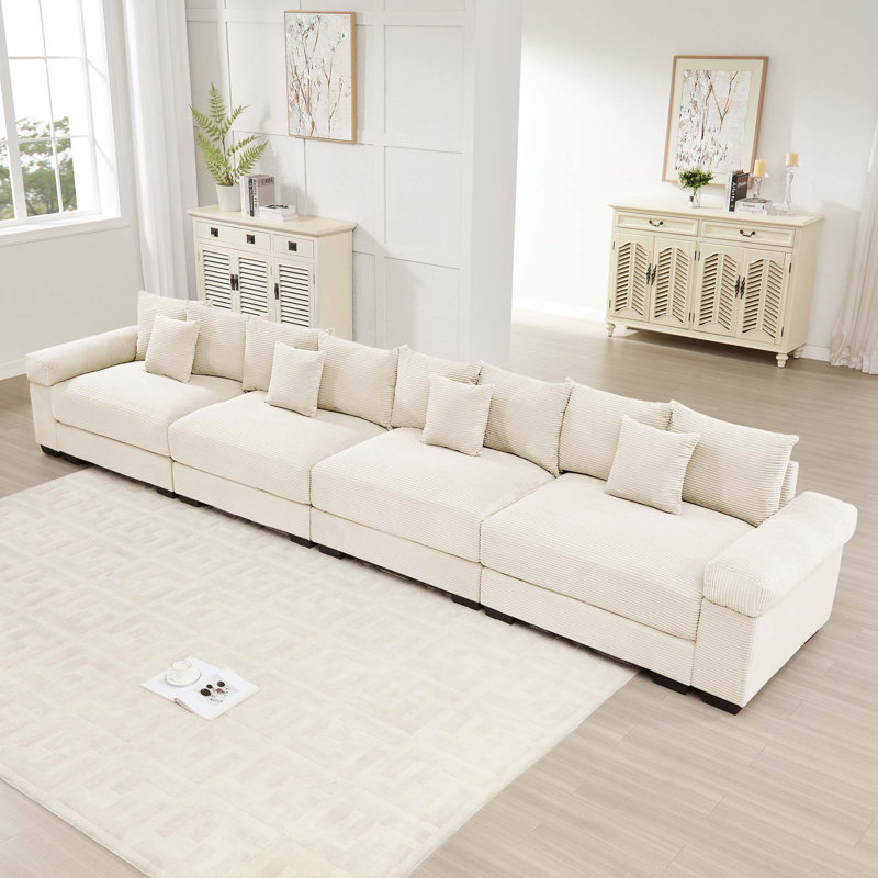 Canapé modulaire surdimensionné Cloud, Beige, 4, H 34,2 po x l 167,6 po x P 33,8 po