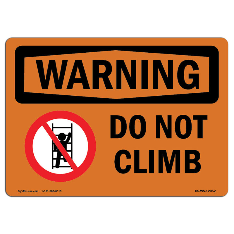 Warning Sign, 12" H x 18" W x 0.1" D