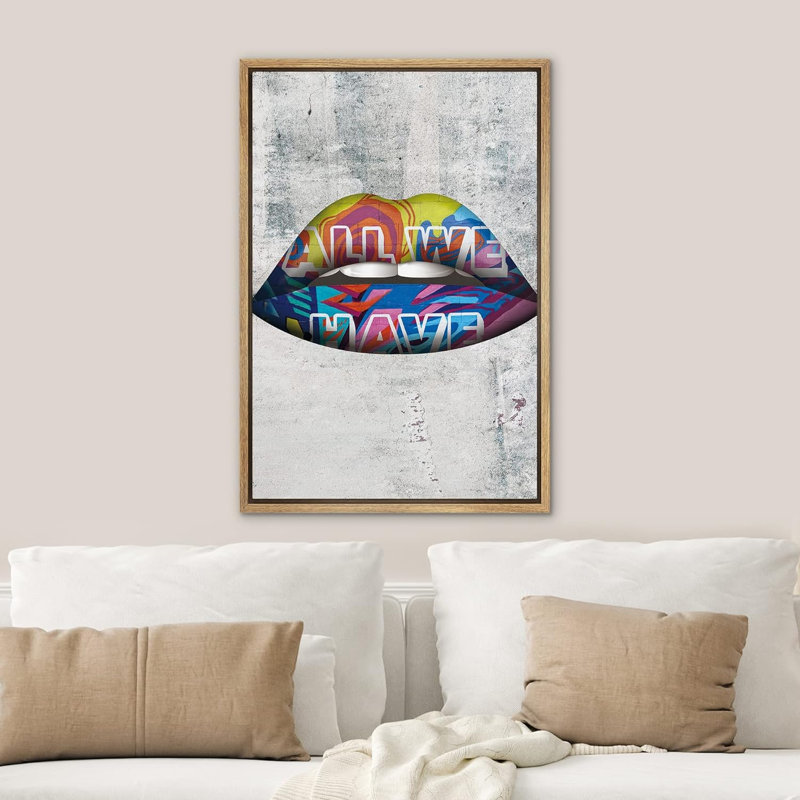 Abstrait arc-en-ciel abstrait - imprimé, H 24 po x l 16 po x P 1,5 po, Cadre flottant naturel
