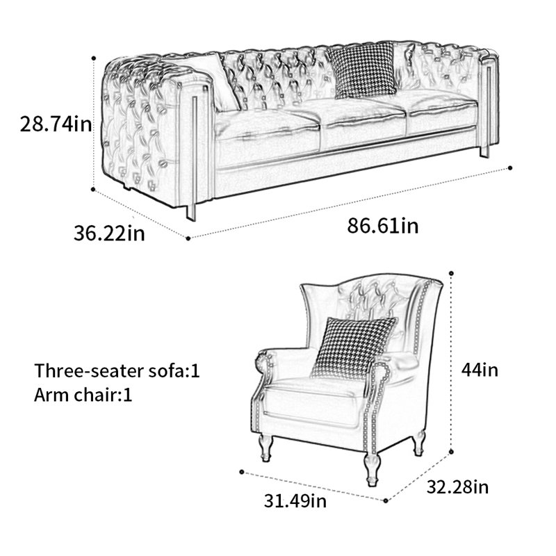 American straight - row retro sofa