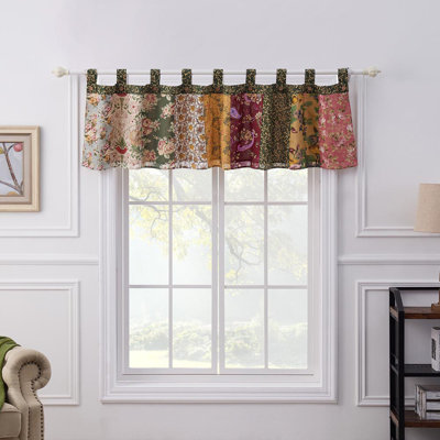 Greenland Home Fashions Antique Chic Window Valance – 21" H x 84" W Lined Cotton Curtain With Tab Top And Button Accents
