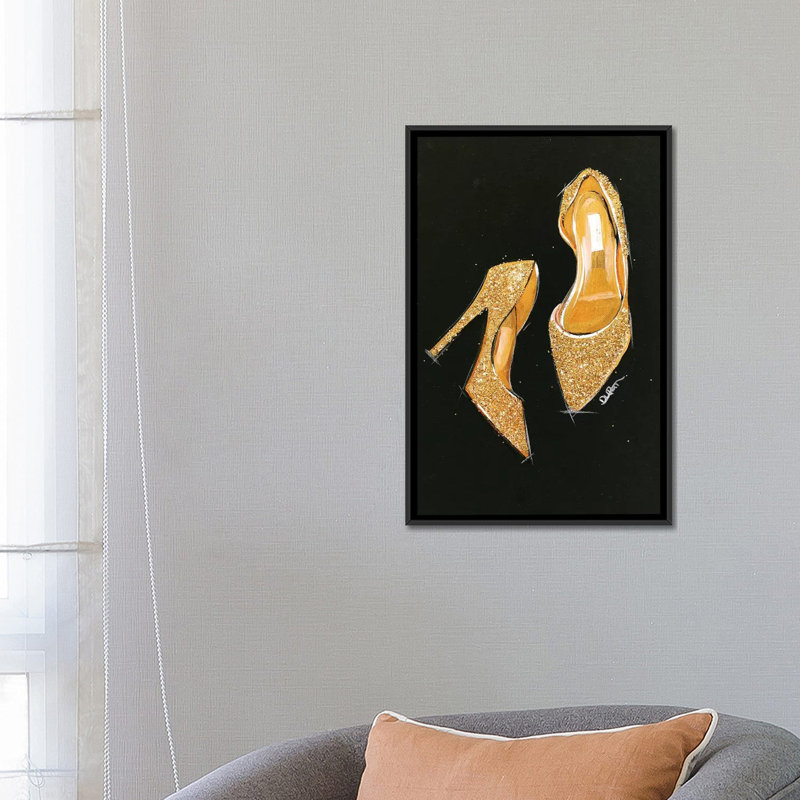 Jimmy Choo Glitter, reproduction d'art sur toile tendue, H 26 po x l 18 po x P 1,5 po, Toile avec cadre noir, Pas de tapis