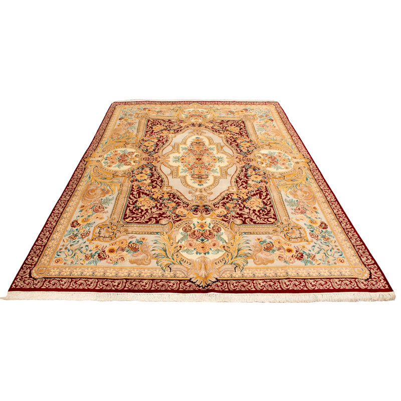 Tapis décoratif Ivoire en laine noué à la main de conception unique 10 pi x 14 pi 1 po Denzyl New Age