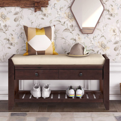 Banc de rangement polyvalent pour chaussures avec siège rembourré et tiroirs