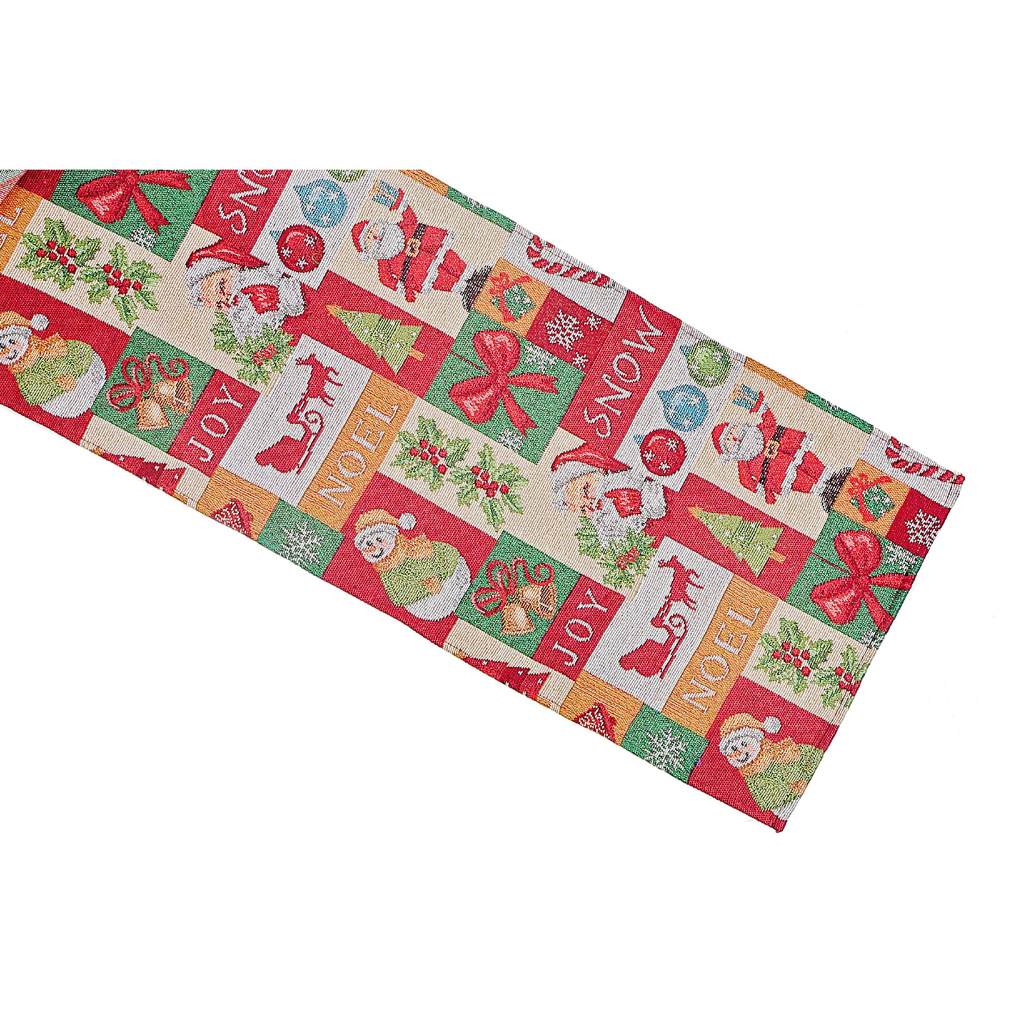 The Holiday Aisle® Tapestry Table Runner (Square End) (Joy Noel) Wayfair