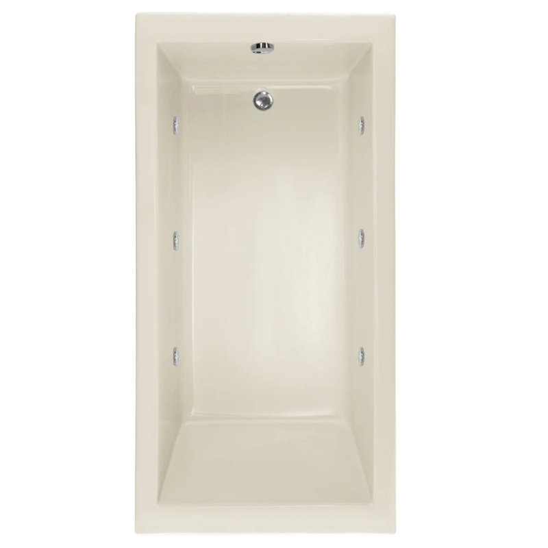 Baignoire en acrylique 60 po x 32 po Designer, Amande, Chrome poli
