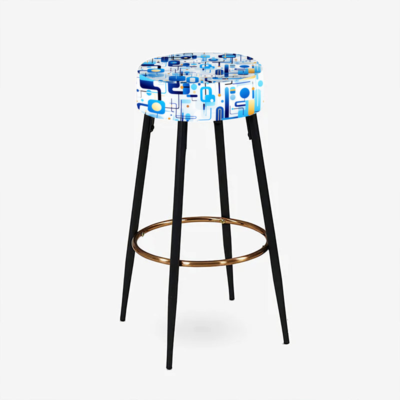 Ensemble de 2 tabourets de bar géométriques bleu et blanc Cobalt