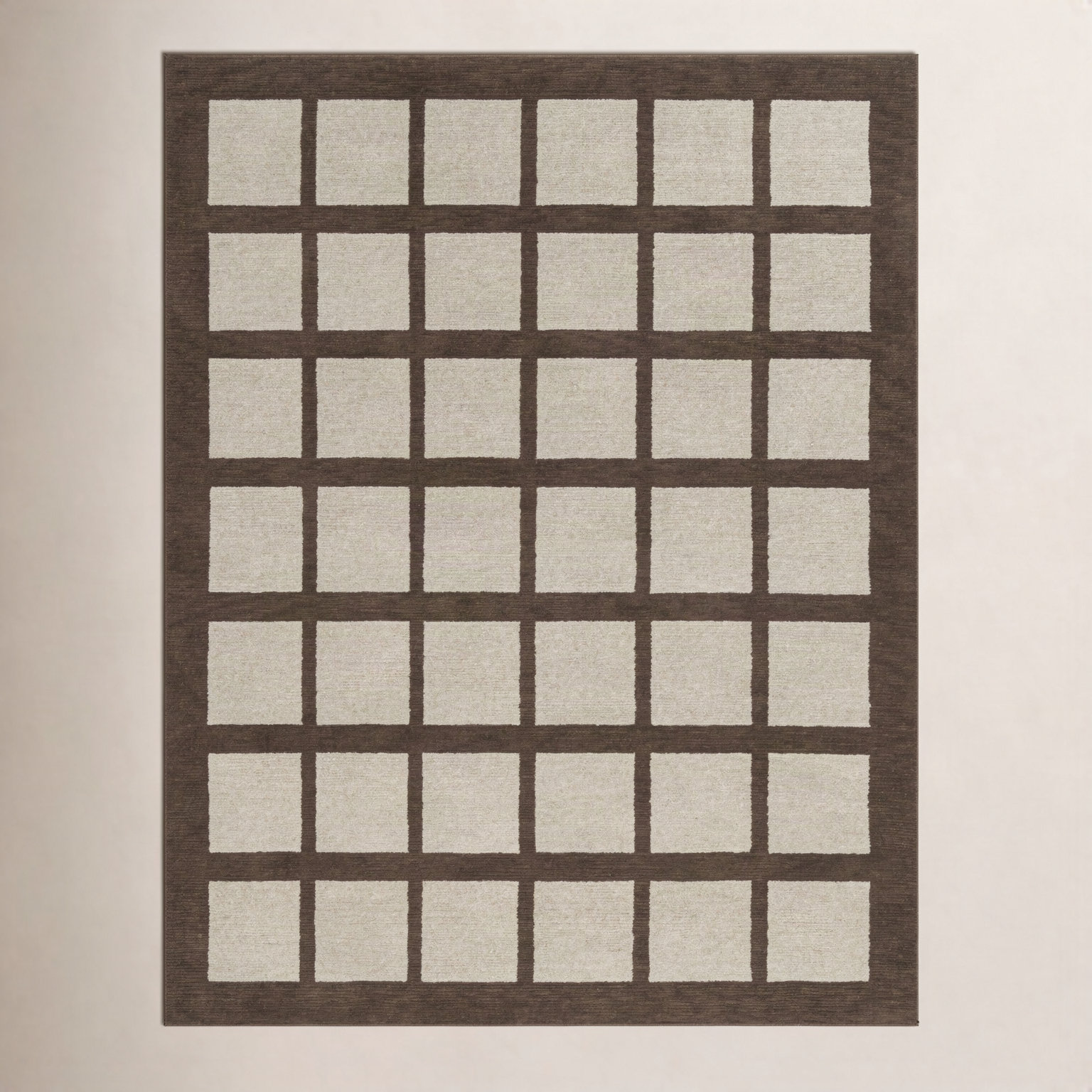 Hand-Tufted Geometric Wool Rug, Brown, 2'x3'