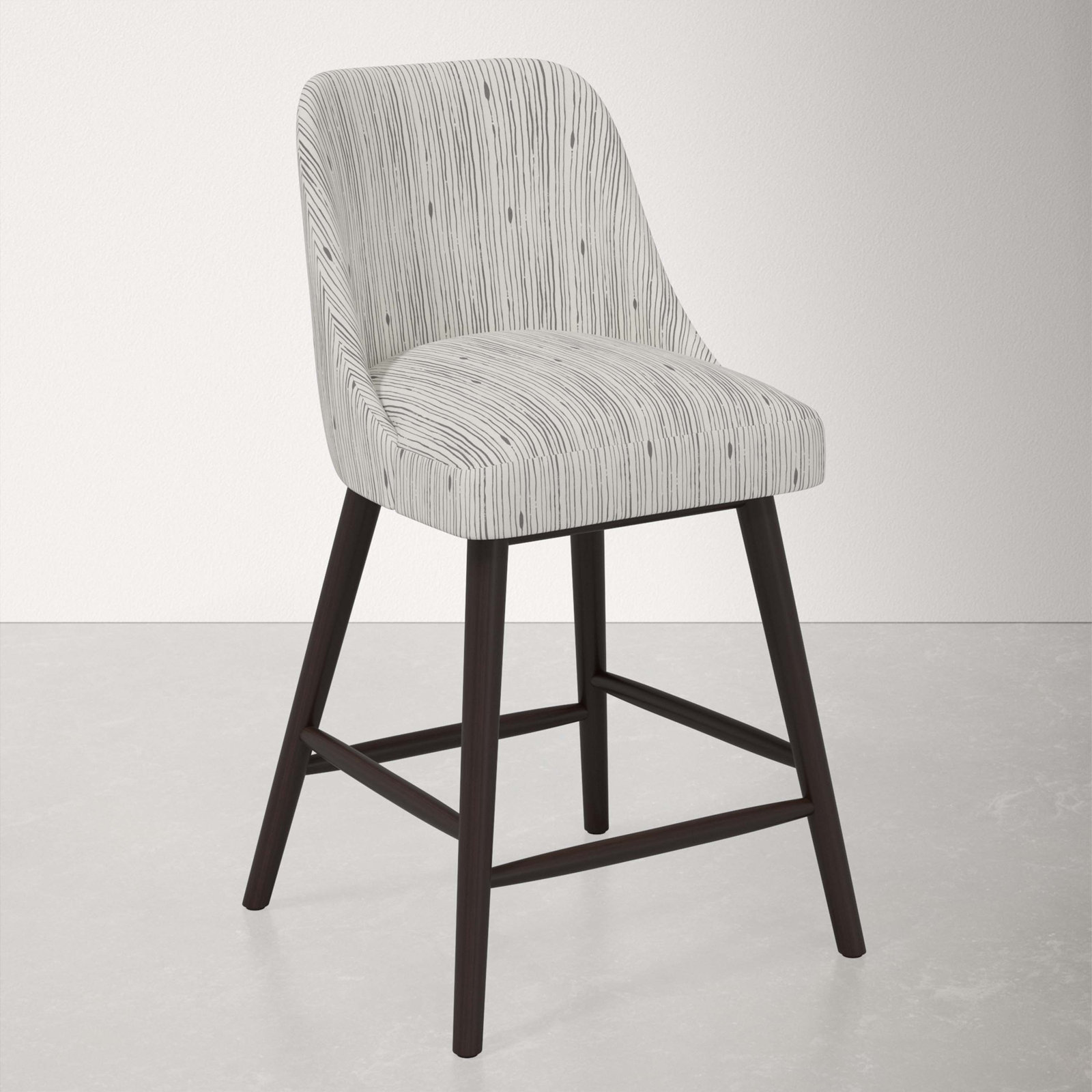 Gallie Bar & Counter Stool, Counter Stool (27” Seat Height), Espresso, Shibori Stripe Grey