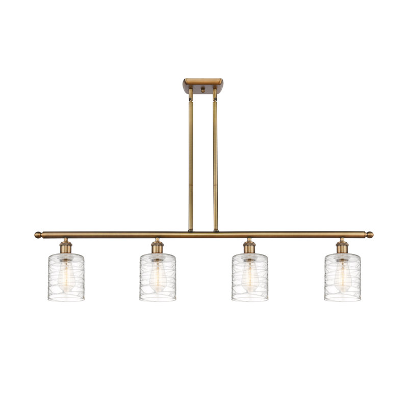 Luminaire suspendu linéaire à 4 lumières pour îlot de cuisine Karon, DEL, Laiton brossé