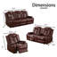 Ensemble de canapé inclinable de salon en cuir 3 pièces Breathing-744721998