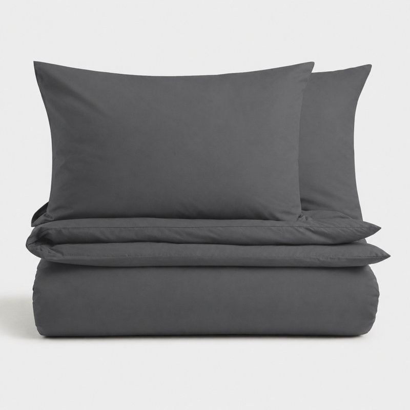 Microfibre Solid Colour Duvet Cover Set, Charcoal, King