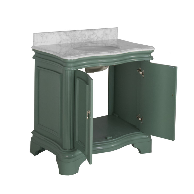 Ensemble de meuble-lavabo simple 36 po Twain, Marbre de Carrare, Sage Green