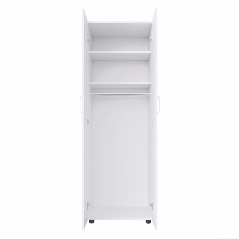 Armoire, armoire à deux portes, deux tablettes, tringle