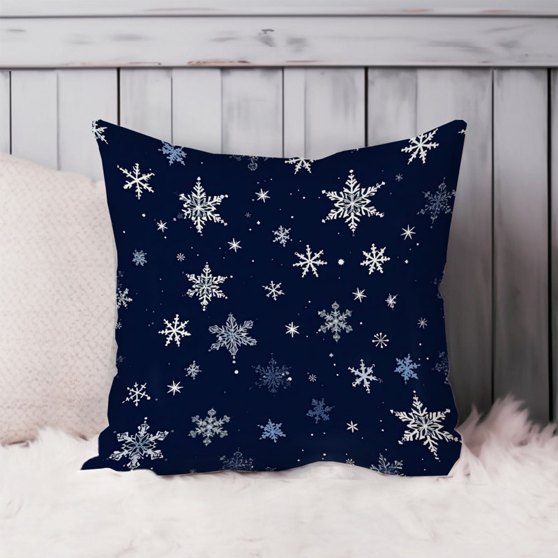 Snowflakes Navy Snow Flake Modern, 18"H x 18"W