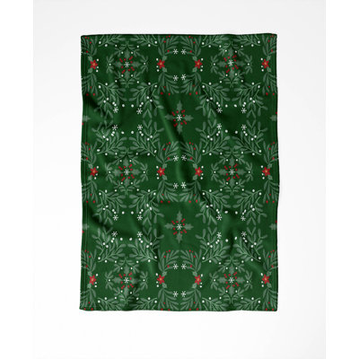 Winter Mistletoe Holiday Velveteen Throw