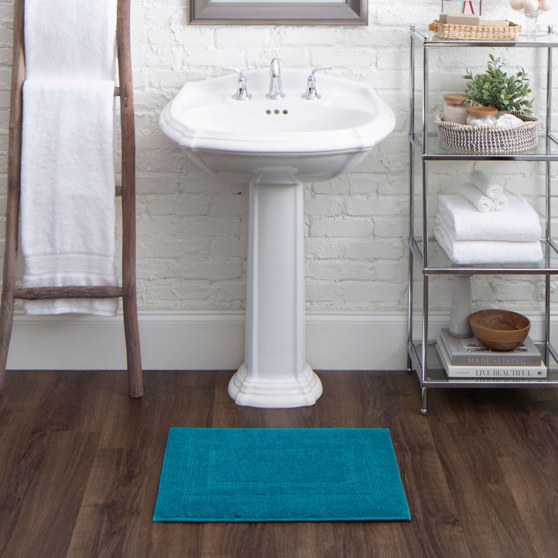 Kail Plush Stain/Fade Resistant Machine Washable Bath Mat, 17" W x 24" L, Fiesta Teal