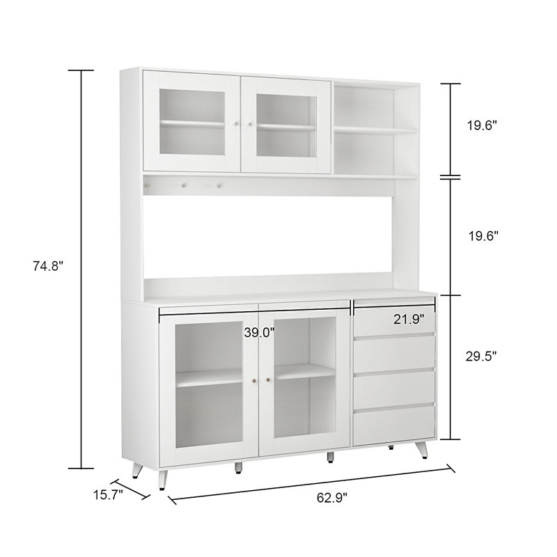 74.8'' Kitchen Pantry, White