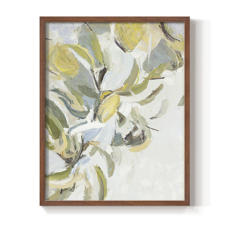 Reproduction encadrée de poires au citron - bois massif, H 15 po x l 12 po, Noyer