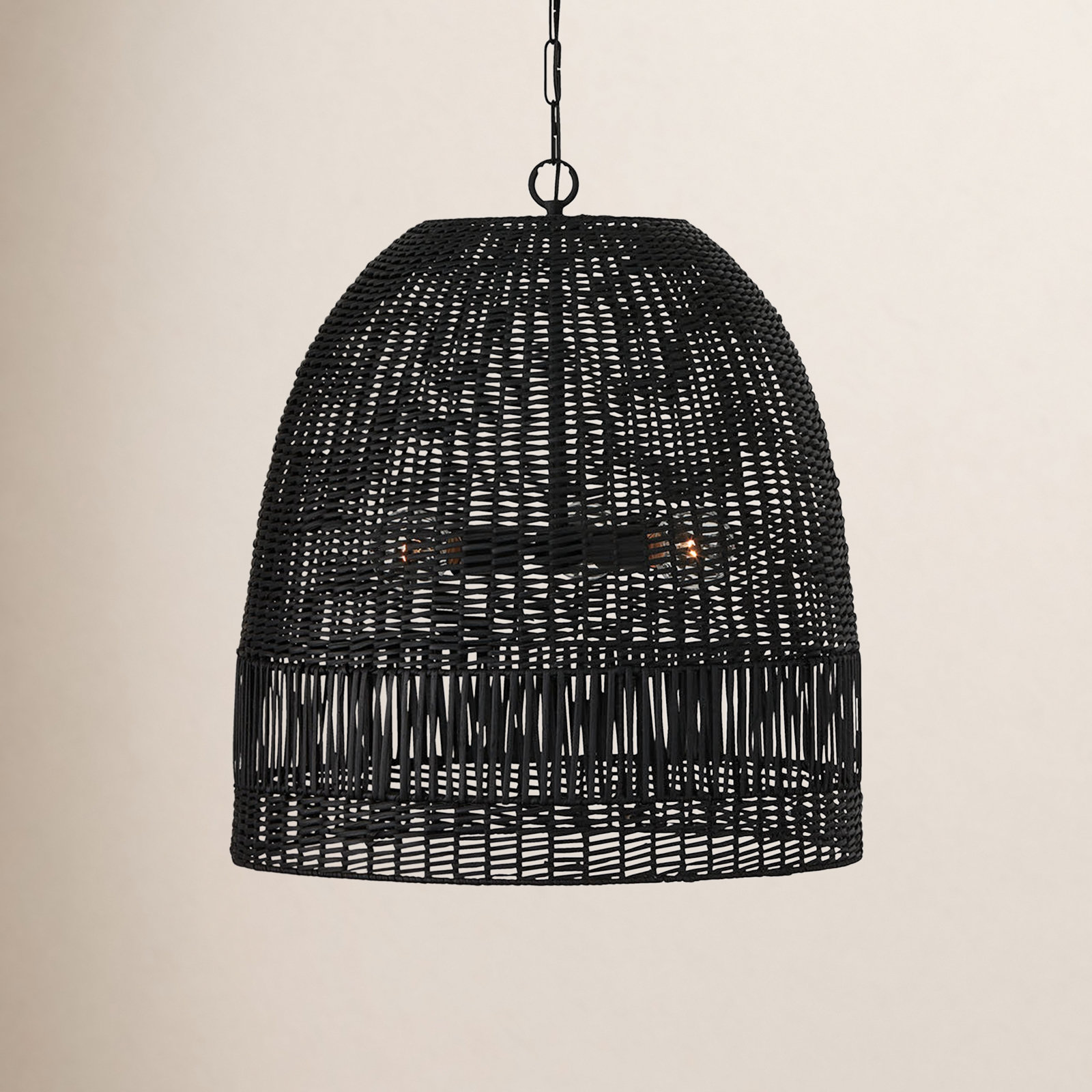 3 Light Rattan Dimmable Pendant