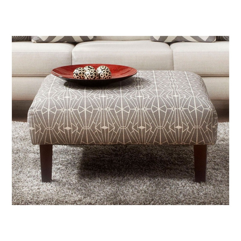 Square Contemporary Ottoman with Triangle Pattern and Center Support Leg
