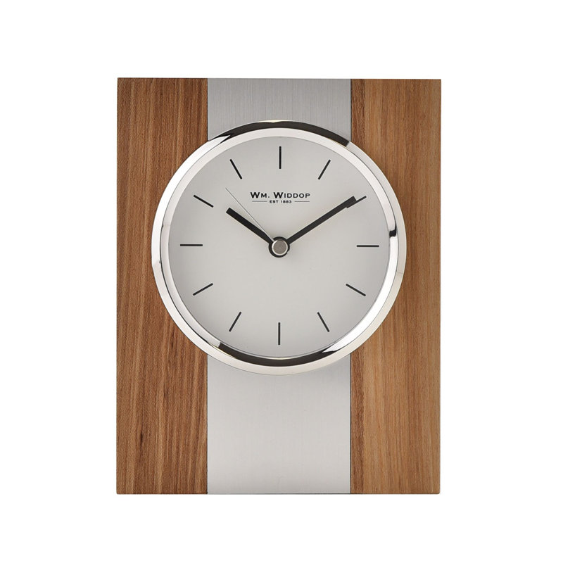 Analogue Tabletop Clock in White/Sliver