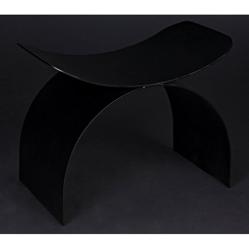 Noir Papillon Black Steel Industrial Accent Stool