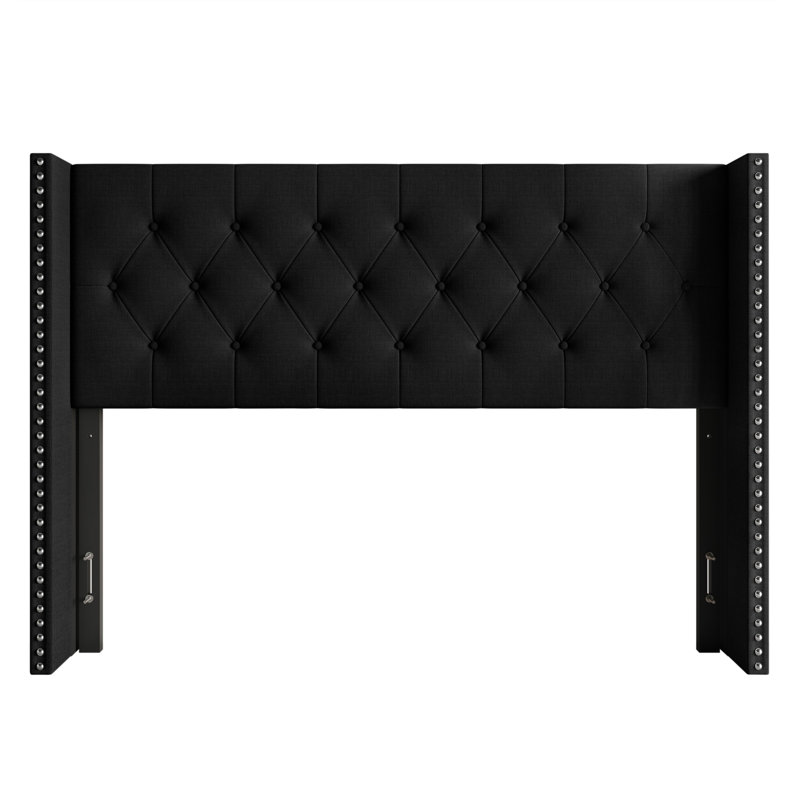Tête de lit tapissier Grinnell, Noir, Double