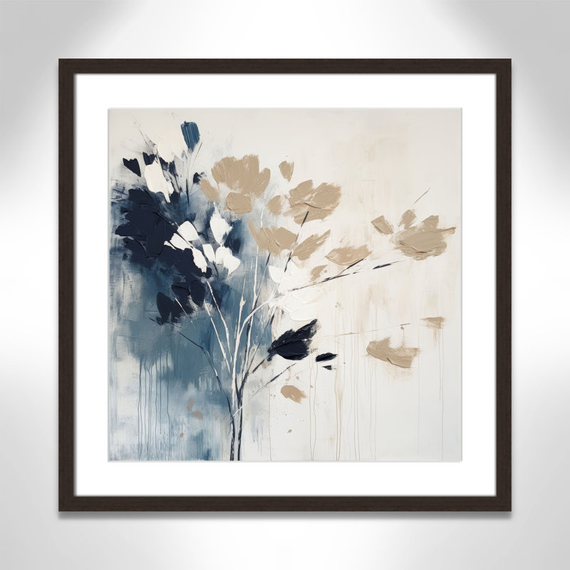 «Bliue Earthly Neutralité I» par Irena Orlov, L 23,5 po x H 23,5 po, Imprimé mat, Noyer à grain ouvert
