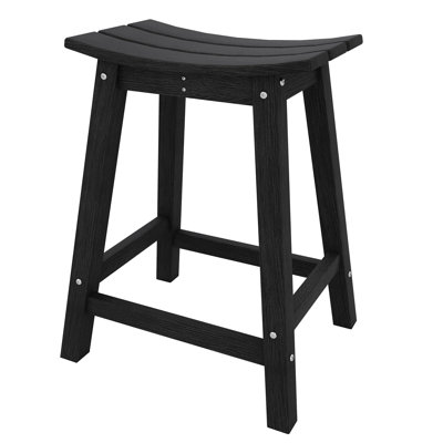 Weatherproof HDPE Bar Stool – Outdoor Counter Height Patio Chair, Heavy Duty Resin, Ergonomic Footrest, Durable for Deck, Balcony, Kitchen – Black, 1-Pack