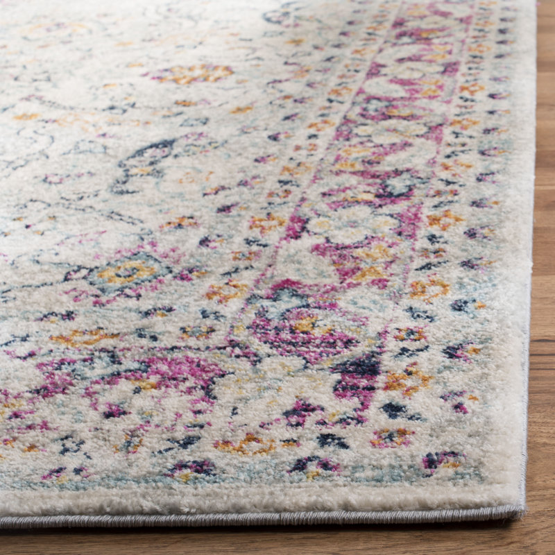Tapis oriental crème / fuchsia Christa, Rectangle 8 pi x 10 pi