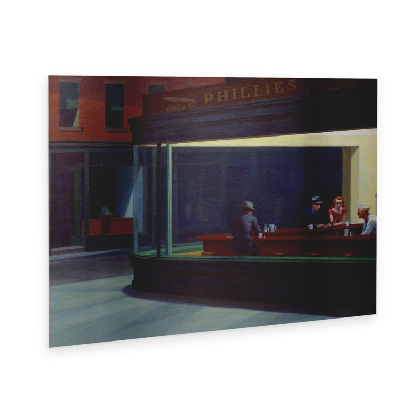 Art en aluminium brossé flottant Edward Nightper «Nighthawks»