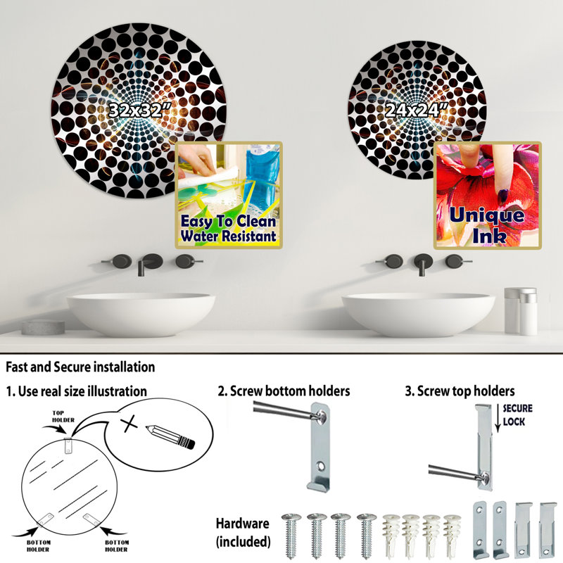Lassay - Miroir décoratif à cercles concentriques, 31,4 po x 31,4 po