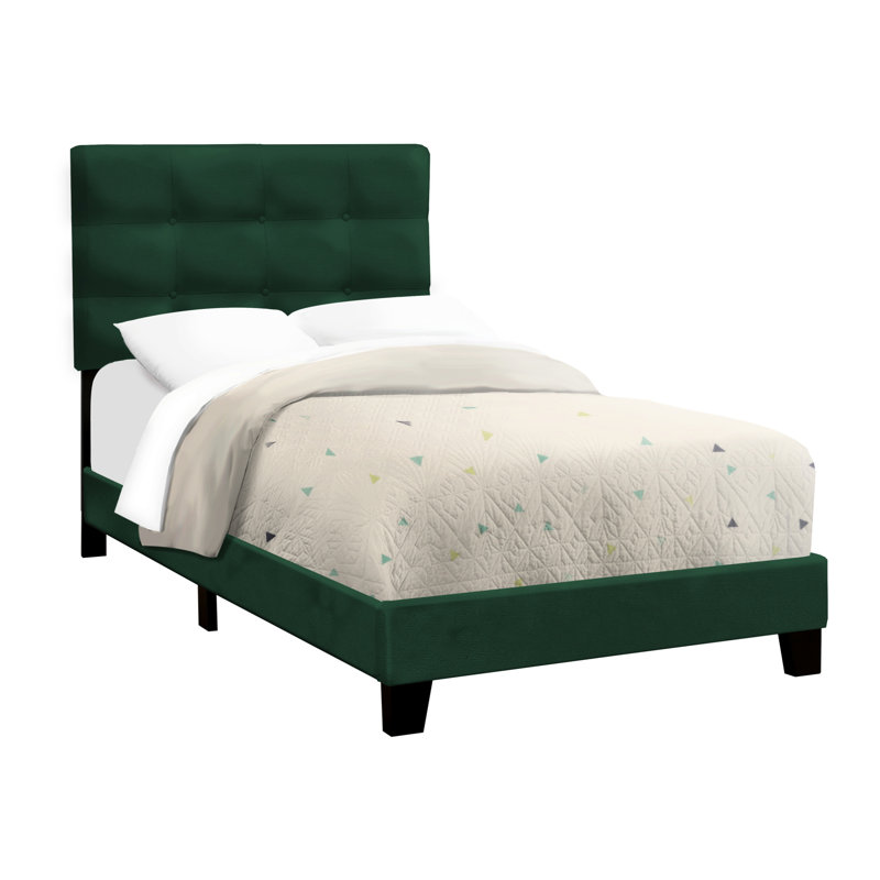 Fashionable Twin Size Bed In Velvet For Teen Bedroom Furnishings Upholstered With Engineered Wood Support