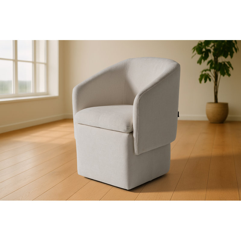 Tassell - Chaise de salle à manger moderne en tissu, Ivoire ivoire