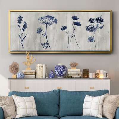 Indigo Row- Framed Canvas