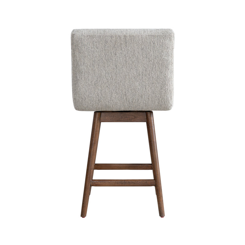 Martinstown Solid Wood Upholstered Counter Height Or Bar Height Swivel Barstool With Fabric Seat - Set Of 2, Beige, Brown