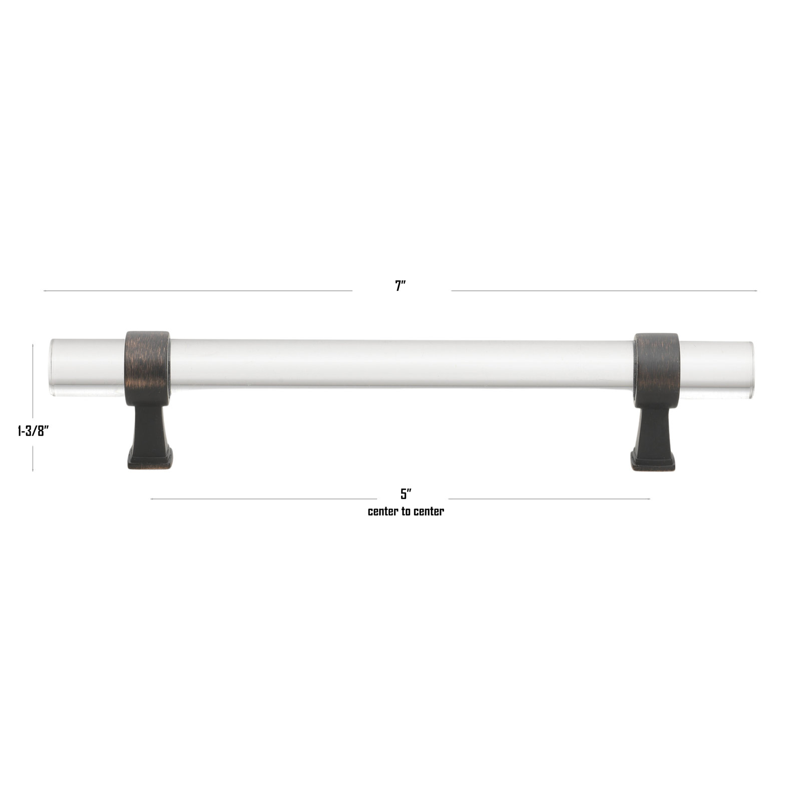 Center to Center Acrylic Bar Pull, Oil Rubbed Bronze, 5.0625"