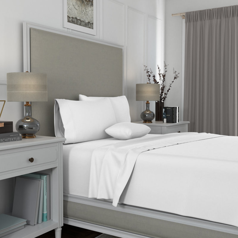 Luxury 100% Cotton 600TC Ultra-Soft & Silky Wrinkle-Resistant Sheet Set, White