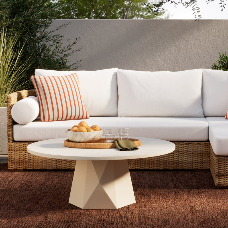 Clemmie Concrete Coffee Table, White