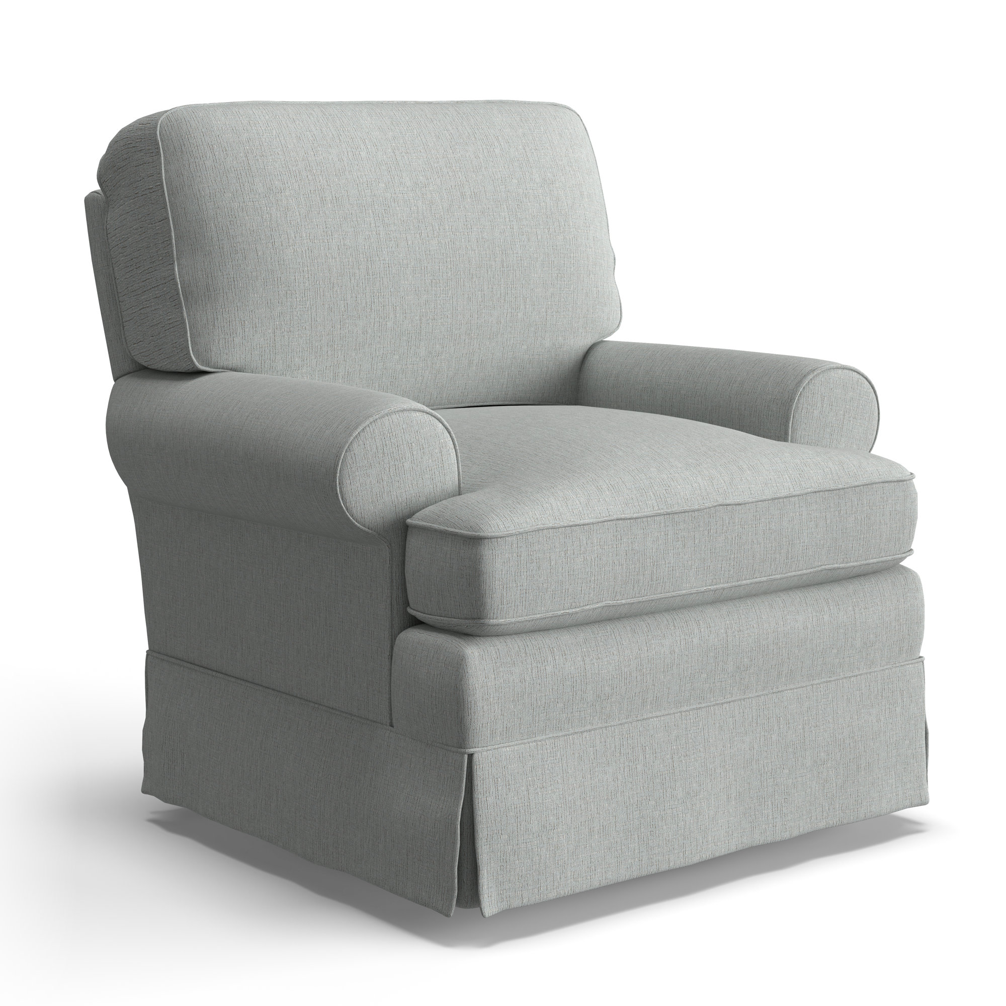 Upholstered Swivel Armchair, Radical Ash Gray Performance Chenille
