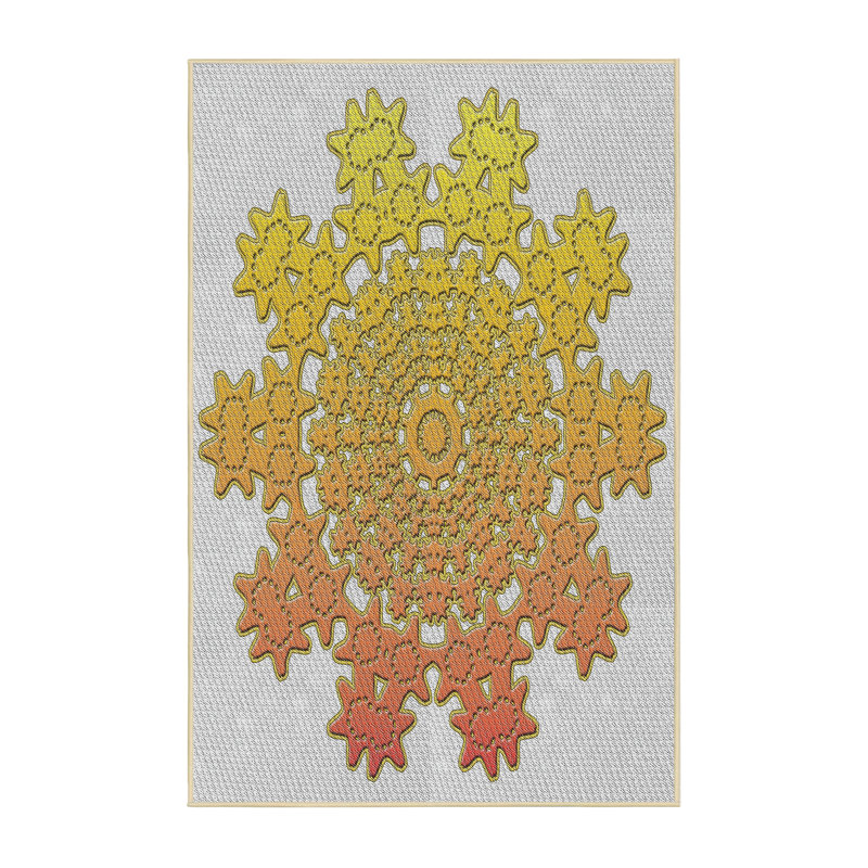 Tapis de zone jaune/orange à motifs, Rectangle 4 pi x 6 pi