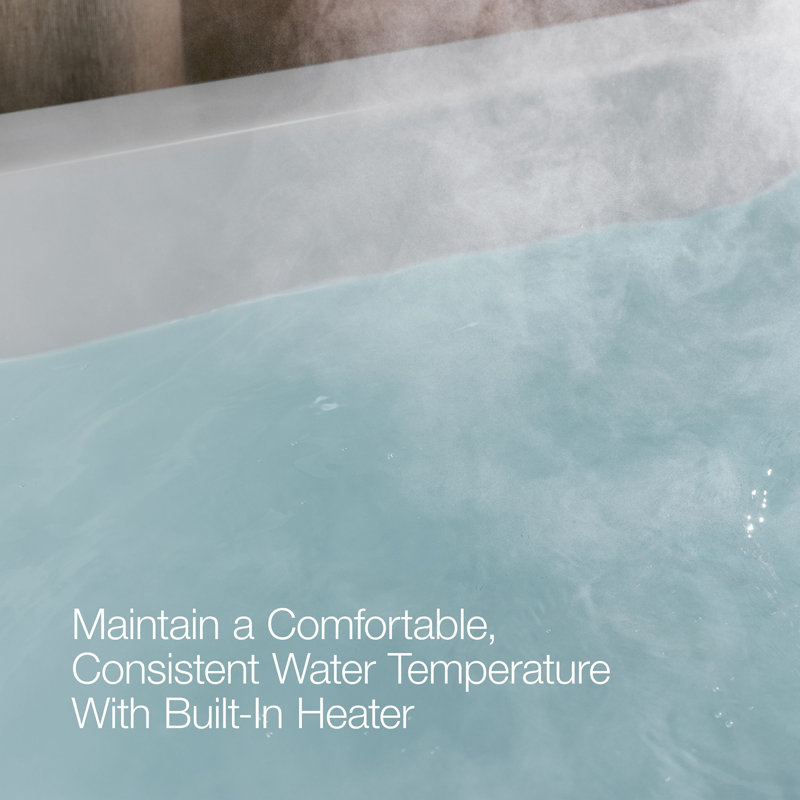 Underscore Oval 72-In X 42-In Heated Bubblemassage Air Bath With Whirlpool, Center Drain, Ice Grey