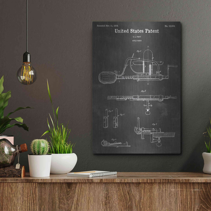 «Apple Parer Vintage Abstract Blueprint» par Patents, H 16 po x l 12 po
