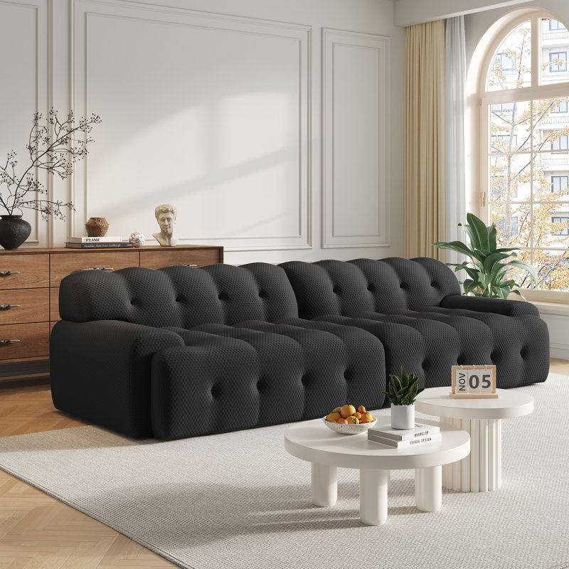 Boneless Bierce Modular Sofa, Black, 27.5”H x 102.4”W x 41.34”D