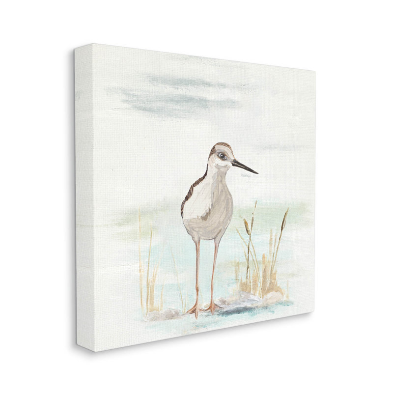 «Sandpiper Bird Beach Grass Sprig», art mural par Patricia Pinto, H 24 po x l 24 po x P 1,5 po