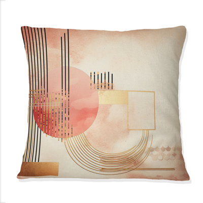 Coussin décoratif à imprimé géométrique abstrait rouge et lune de sang rouge III