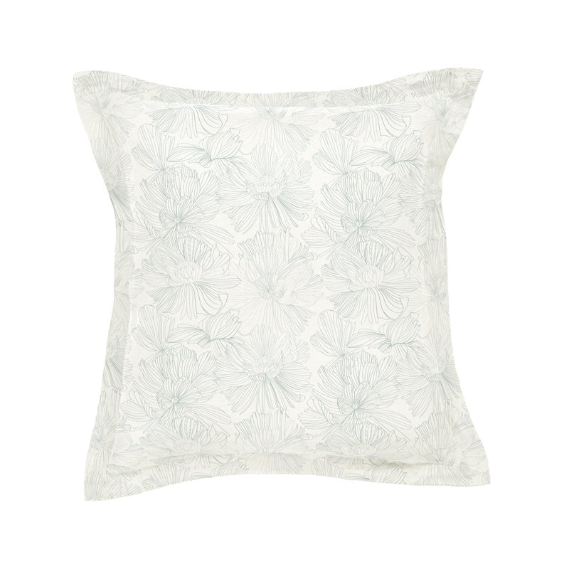 26" X 26" French Linen Euro Pillow With Flange, Cream & Wave Floral