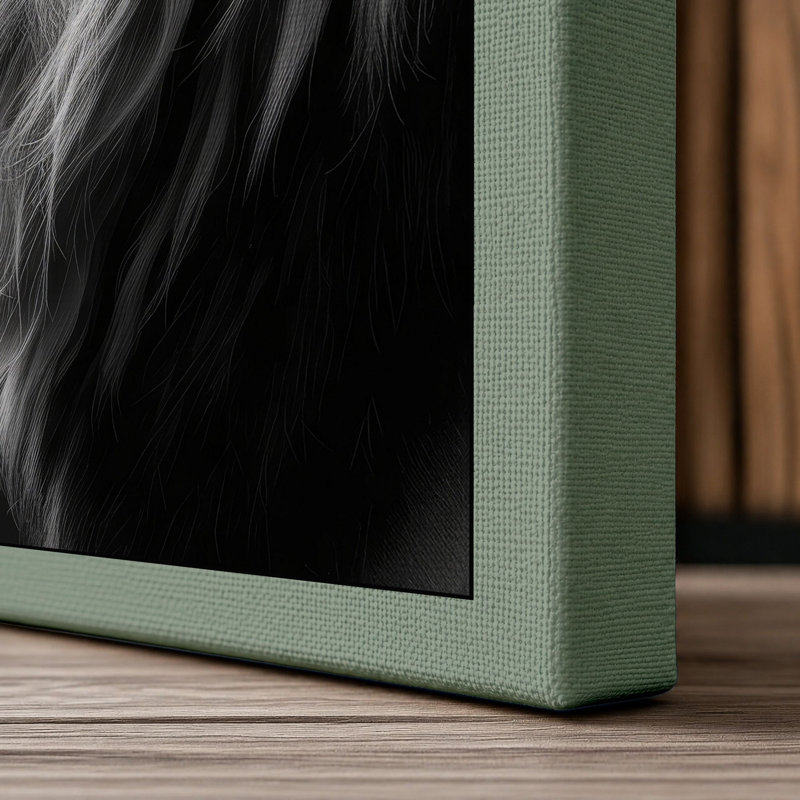 Lion in Profile Minimalist - Wrapped Canvas, 18x12 - 45.7 x 30.5 cm, Sage Border