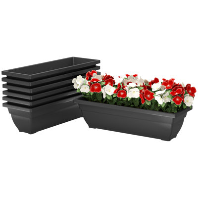 7 Pack 23 Inches Window Boxes Planters, Black